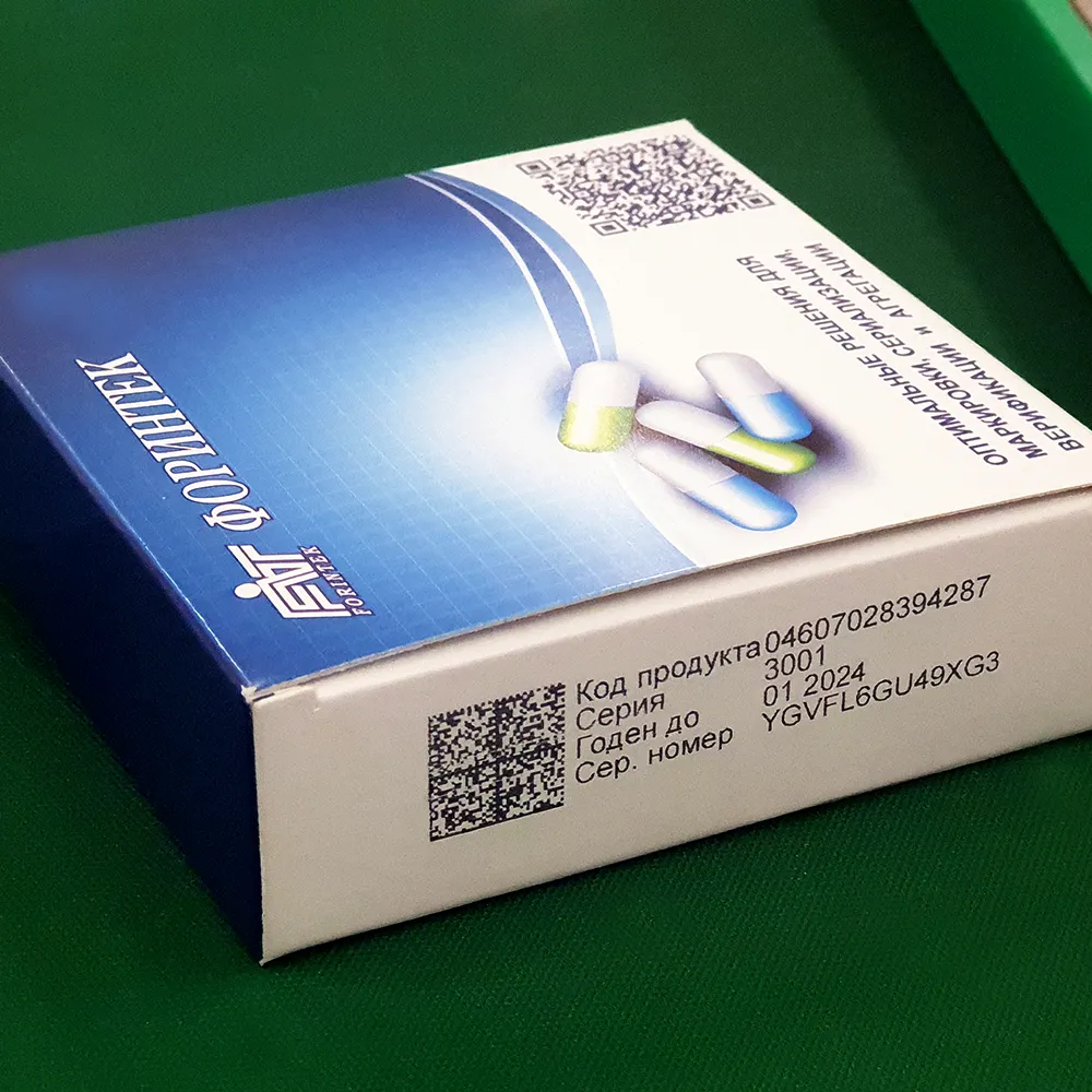 Упаковка таблеток с маркировкой дата матрикс от Forintek